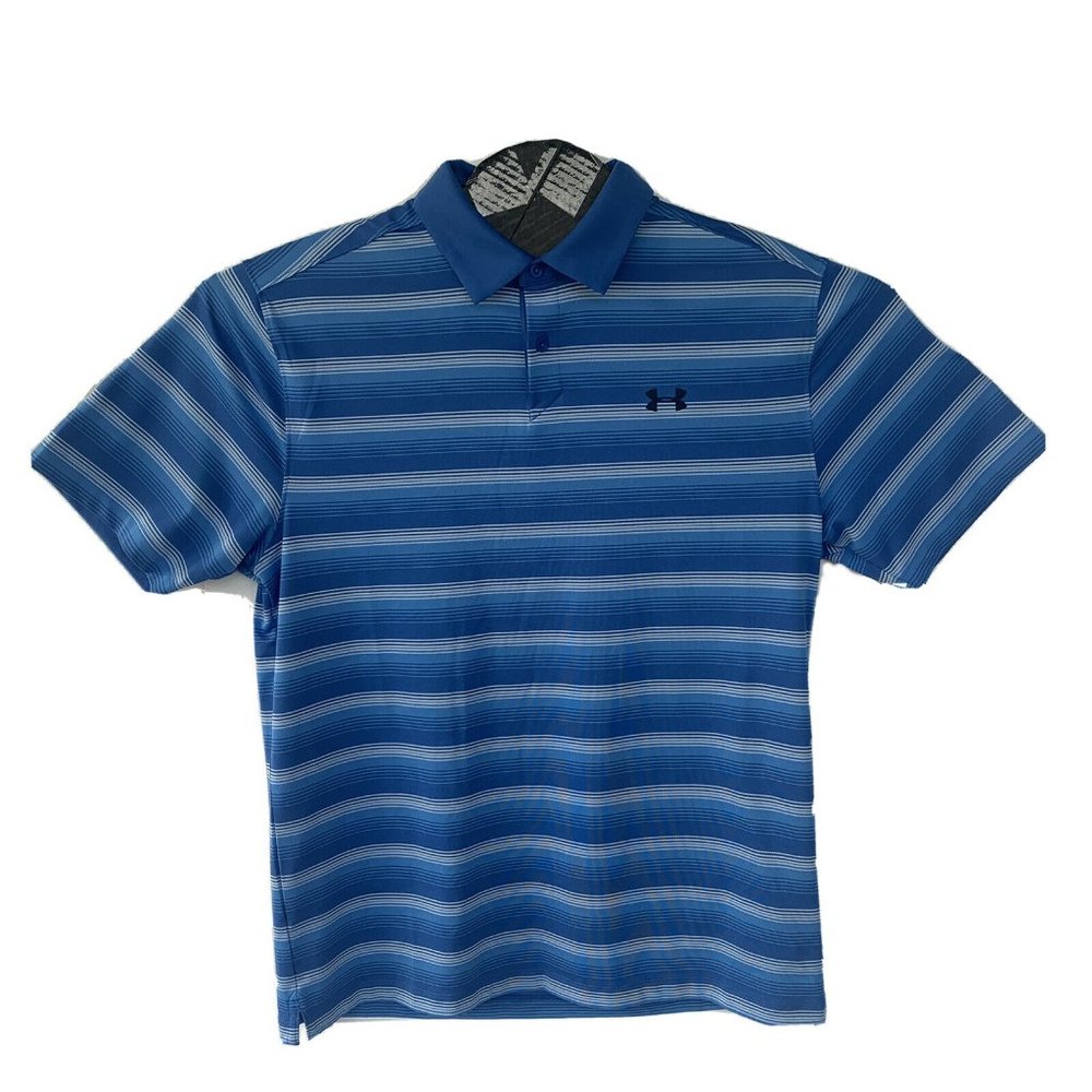 Under Armour Performance Striped Blue Polo Shirt